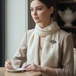 Art Nouveau Revival Butterfly Fairy Brooch Enamel Rhinestone Pearl Drop Pin